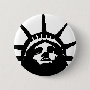 Black & White Pop Art Statue of Liberty 6 Cm Round Badge