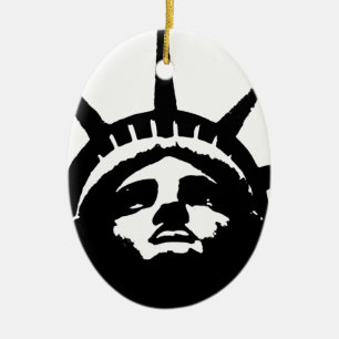 Black & White Pop Art Statue of Liberty Ceramic Tree Decoration
