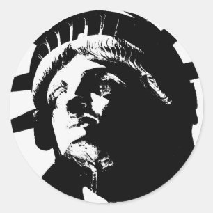 Black & White Pop Art Statue of Liberty Classic Round Sticker