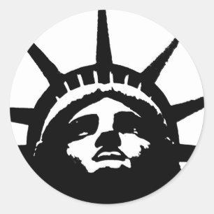Black & White Pop Art Statue of Liberty Classic Round Sticker