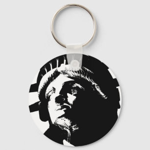Black & White Pop Art Statue of Liberty Key Ring