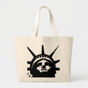Black & White Pop Art Statue of Liberty Large Tote Bag