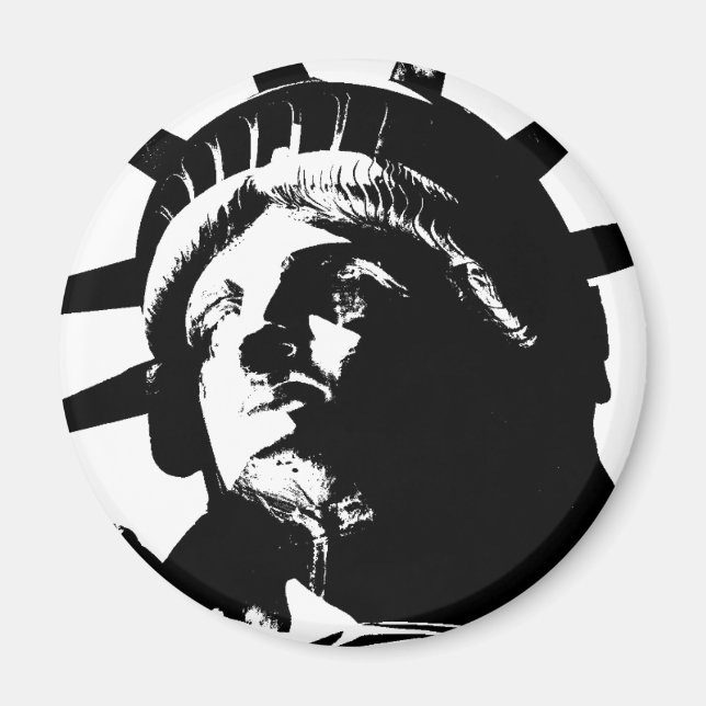 Black & White Pop Art Statue of Liberty Magnet (Front)