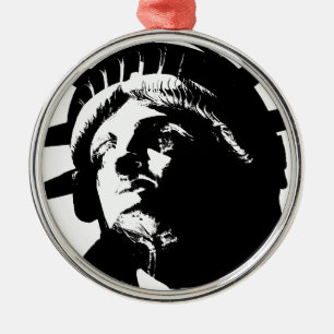 Black & White Pop Art Statue of Liberty Metal Tree Decoration