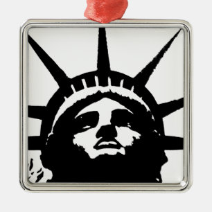 Black & White Pop Art Statue of Liberty Metal Tree Decoration