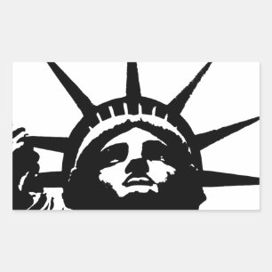 Black & White Pop Art Statue of Liberty Rectangular Sticker