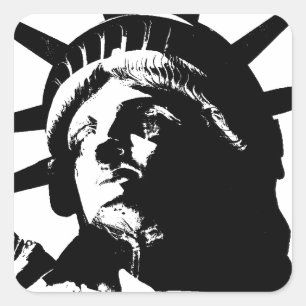 Black & White Pop Art Statue of Liberty Square Sticker