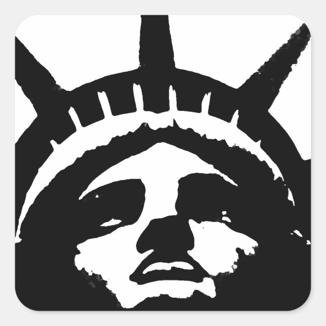 Black & White Pop Art Statue of Liberty Square Sticker (Front)