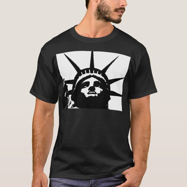 Black & White Pop Art Statue of Liberty T-Shirt (Front)