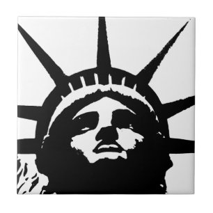 Black & White Pop Art Statue of Liberty Tile