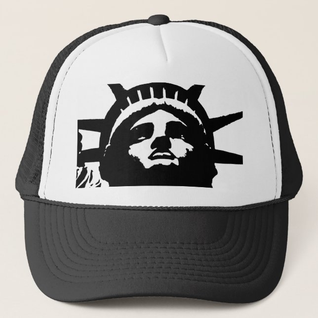 Black & White Pop Art Statue of Liberty Trucker Hat (Front)