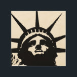 Black White Pop Art Statue of Liberty Wood Canvas<br><div class="desc">Retro Travel Advertisements -New York City Symbol Buildings Images & Digital Paintings</div>