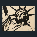 Black White Pop Art Statue of Liberty Wood Canvas<br><div class="desc">Retro Travel Advertisements -New York City Symbol Buildings Images & Digital Paintings</div>
