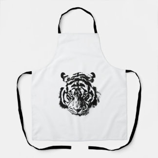 Black & White Pop Art Tiger Apron