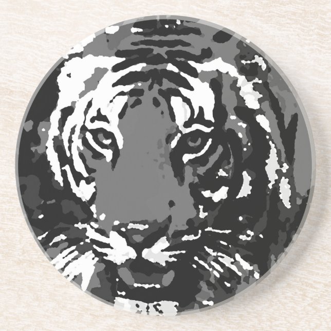 Black White Pop Art Tiger Coaster (Front)