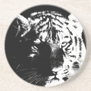 Black & White Pop Art Tiger Coaster