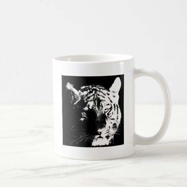 Black & White Pop Art Tiger Coffee Mug (Right)