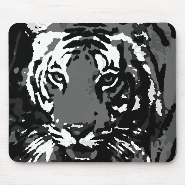 Black White Pop Art Tiger Mouse Mat (Front)