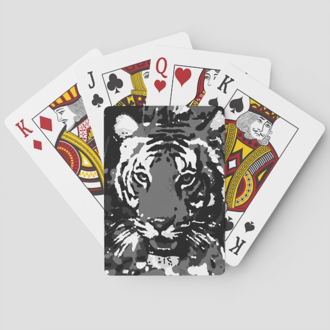 Black White Pop Art Tiger Playing Cards (Back)