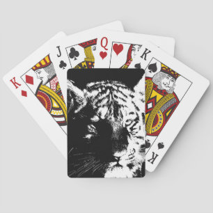 Black & White Pop Art Tiger Playing Cards