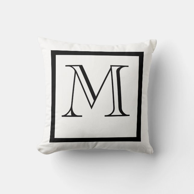 Black & White Positive Negative Monogrammed Pillow (Front)