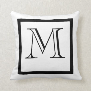 Black & White Positive Negative Monogrammed Pillow