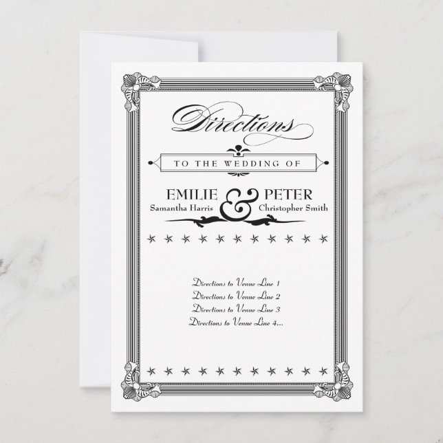 Black & White Poster Style Directions Card (Front)
