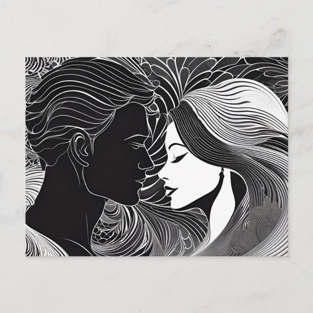 Black & White Power of Love Postcard (Front)