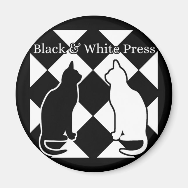 Black & White Press Cats Magnet (Front)