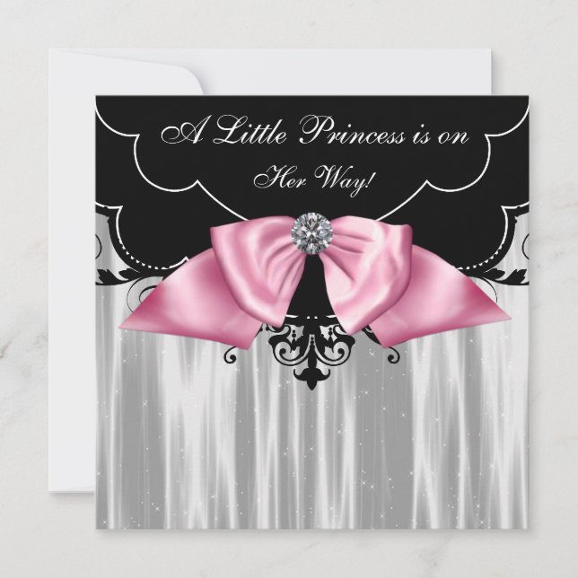 Black White Princess Baby Shower Invitations (Front)
