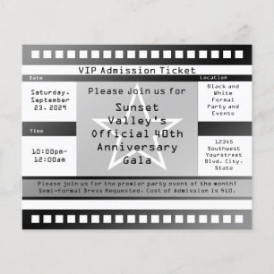Black/White Printed Star Ticket Flyer