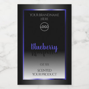 Black White Product Label Shimmery Blue Frame Logo