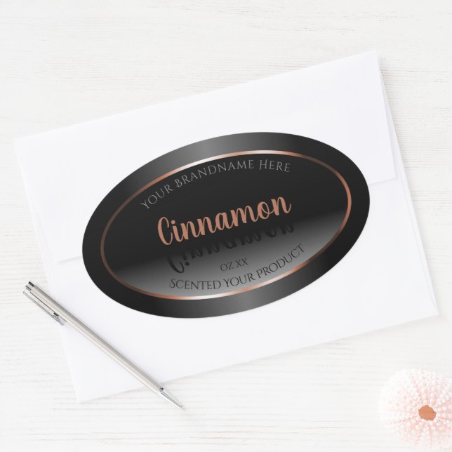 Black White Product Label Shimmery Rose Gold Frame (Envelope)