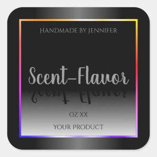 Black White Product Labels Colourful Rainbow Frame