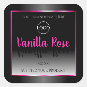 Black White Product Labels Glamour Pink Frame Logo