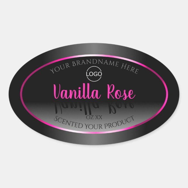 Black White Product Labels Glamour Pink Frame Logo (Front)