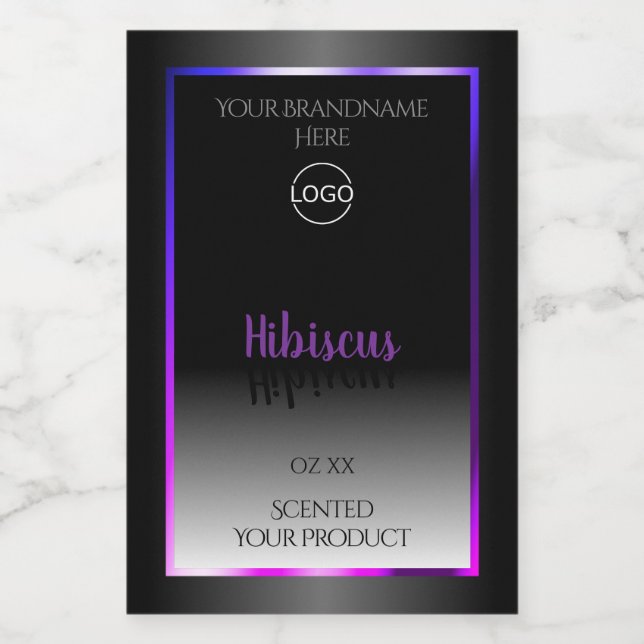 Black White Product Labels Purple Pink Frame Logo (Single Label)