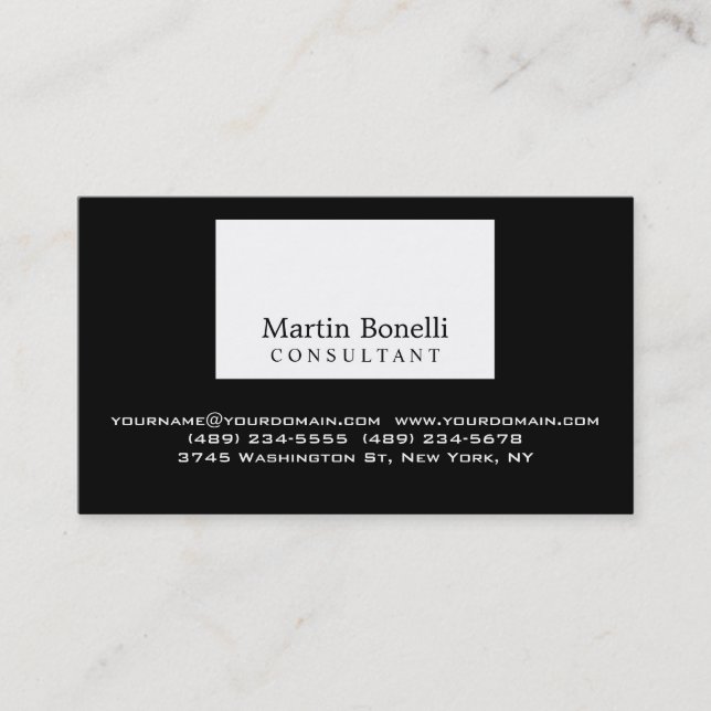 Black White Professional Business Card (Front)