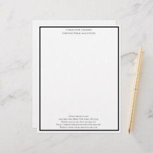 Black White Professional Business Personalised Custom Letterhead