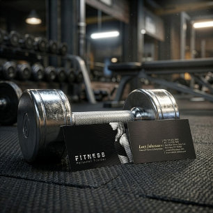 Black White Professional Fitness Personal Trainer Business Card