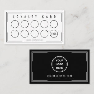 Black White Professional Formal Business Logo Loyalty Card