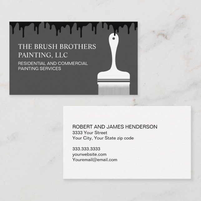 Black White Professional House Painter Business Card (Front/Back)