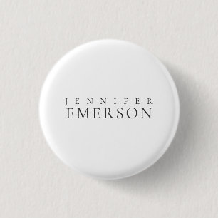 Black white professional minimalist modern plain 3 cm round badge