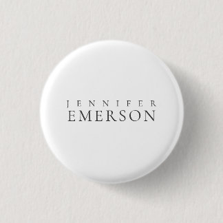 Black white professional minimalist modern plain  3 cm round badge