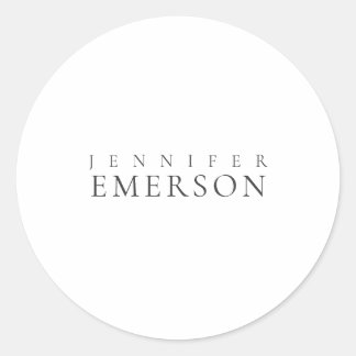 Black white professional minimalist modern plain classic round sticker