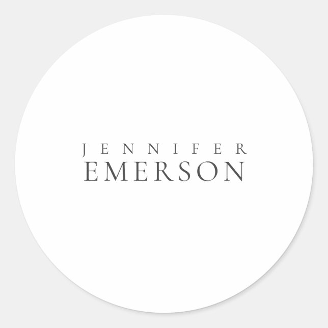 Black white professional minimalist modern plain  classic round sticker (Front)
