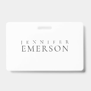 Black white professional minimalist modern plain ID badge