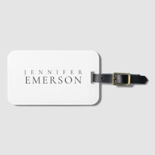 Black white professional minimalist modern plain luggage tag