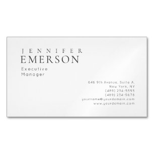 Black white professional minimalist modern plain Magnetic business card