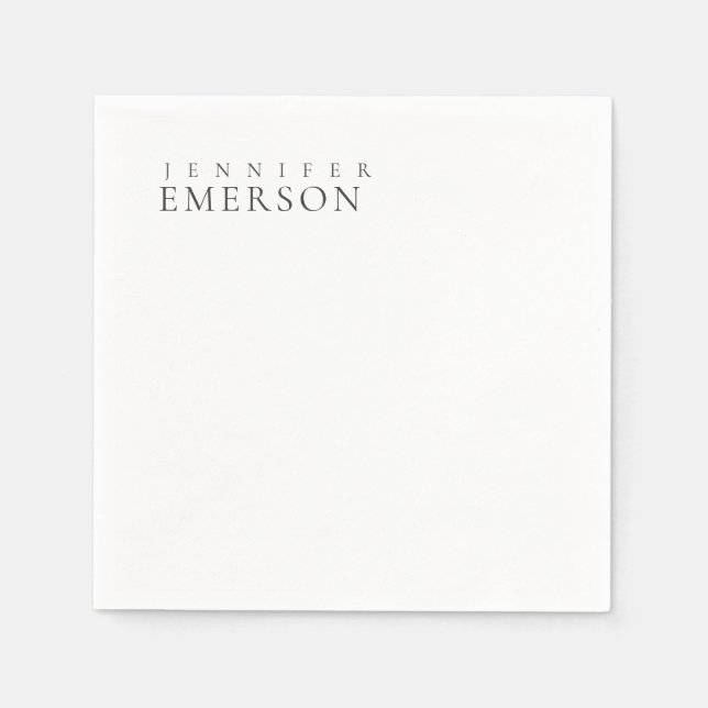 Black white professional minimalist modern plain  napkin (Front)